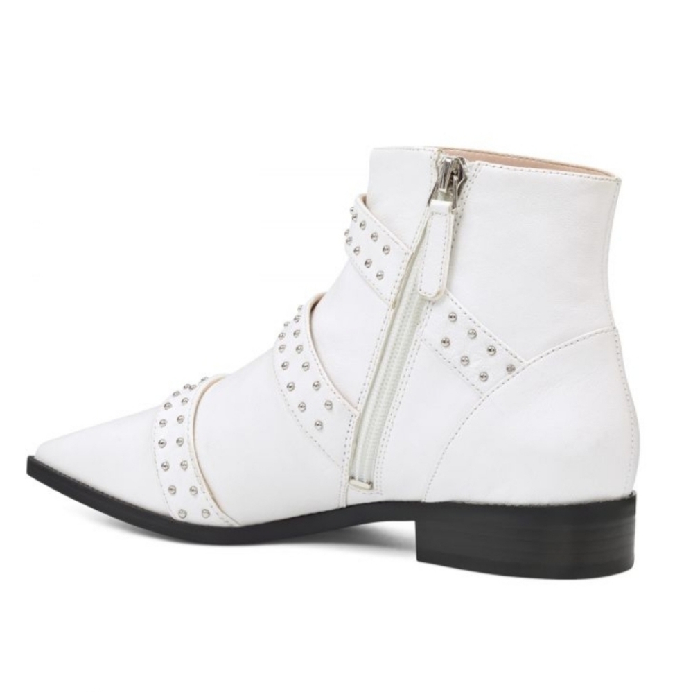 Edgy Chic Nine West Pointy Toe Studded Booties - Picture 4 of 8